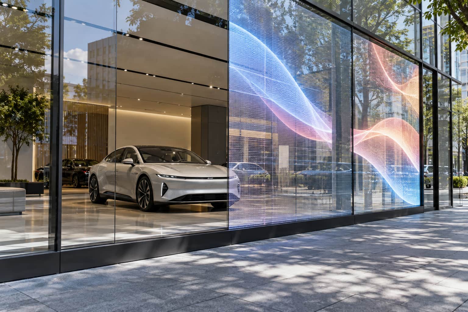 transparent led film for car showroom windows2